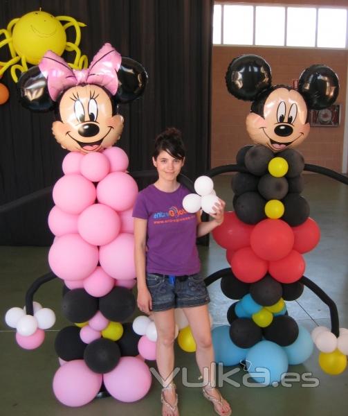 mickey y minnie mouse, fin de curso colegio