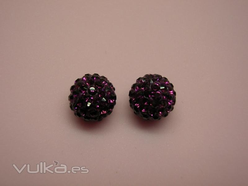 Pendientes Swarovski en Morado 10mm Plata de 1 Ley. Ms modelos en www.elrincondemisalhajas.es