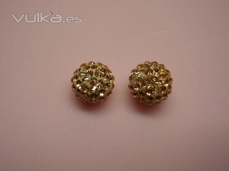 Pendientes Swarovski en Dorado 10mm Plata de 1 Ley. Ms modelos en www.elrincondemisalhajas.es