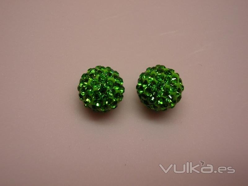 Pendientes Swarovski en Verde 10mm Plata de 1 Ley. Ms modelos en www.elrincondemisalhajas.es