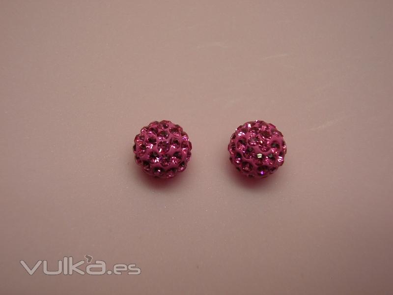 Pendientes Swarovski en Fucsi 8mm Plata de 1 Ley. Ms modelos en www.elrincondemisalhajas.es