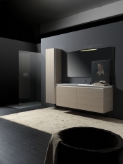 Conjunto mueble de bano de lujo en madera y corian
