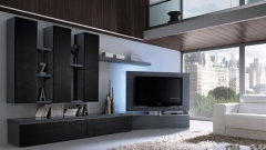 Comedor clever two con muebles colgados en la pared