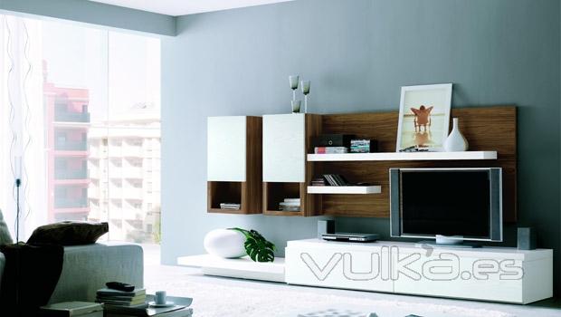 Comedor Clever Two en blanco y nogal