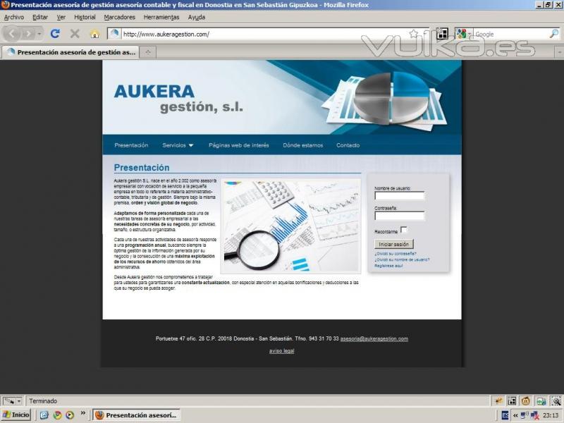 Diseño de página web en Donostia - San Sebastian (Gipuzkoa) para la asesoría Aukera Gestión