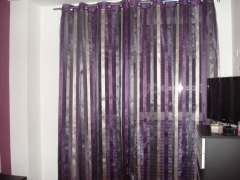 Dormitorio cortina organza forrada, fantasia listas con barra acero y argollas