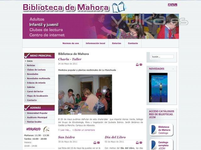 Web Biblioteca pública municipal de Mahora