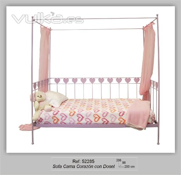 Sof Cama Con Dosel Forja Color Rosa Antillas. Disponible en varias medidas y colores.