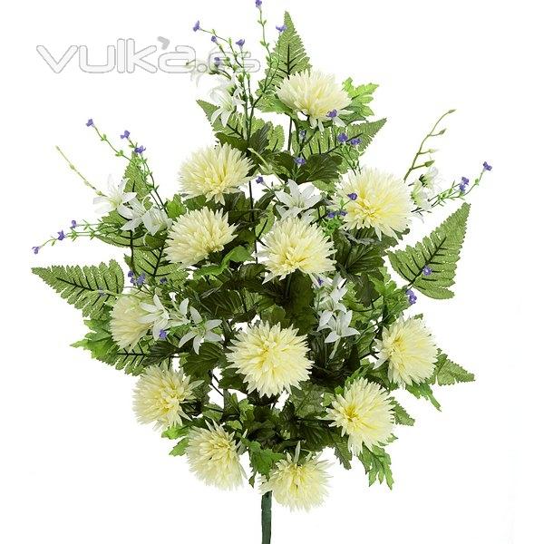 Ramo artificial de flores crisantemos minis crema en lallimona.com