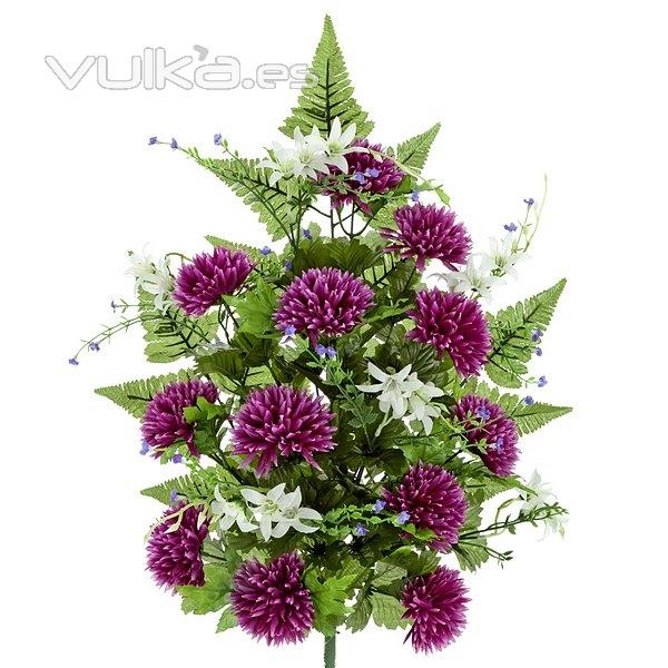 Ramo artificial de flores crisantemos minis violeta en lallimona.com