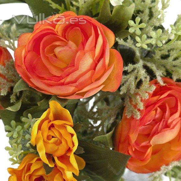 Bouquet flores artificiales ranunculos naranja 25 en lallimona.com (detalle 1)