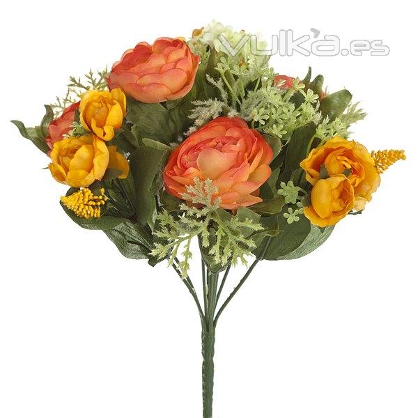 Bouquet flores artificiales ranunculos naranja 25 en lallimona.com (detalle 2)