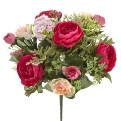 Bouquet flores artificiales ranunculos rosa 25 en lallimonacom