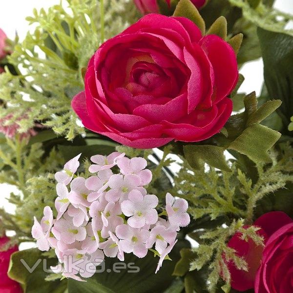 Bouquet flores artificiales ranunculos rosa 25 en lallimona.com (detalle 1)