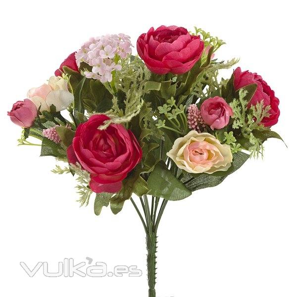 Bouquet flores artificiales ranunculos rosa 25 en lallimona.com (detalle 2)
