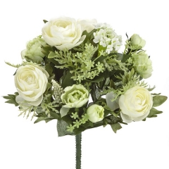 Bouquet flores artificiales ranunculos blanco 25 en lallimona.com