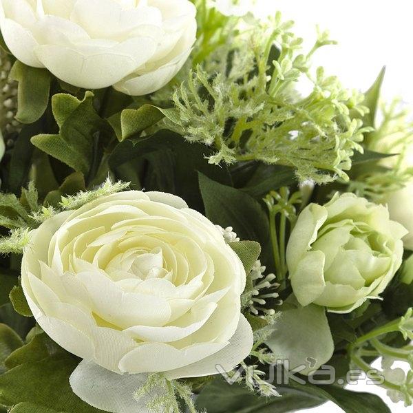 Bouquet flores artificiales ranunculos blanco 25 en lallimona.com (detalle 1)