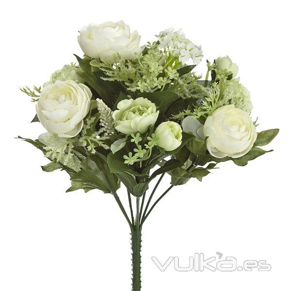 Bouquet flores artificiales ranunculos blanco 25 en lallimona.com (detalle 2)