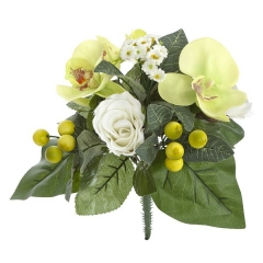 Bouquet flores artificiales orquideas verdes y rosas 28 en lallimonacom