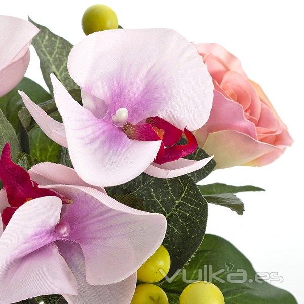 Bouquet flores artificiales orquideas rosaceas y rosas 28 en lallimona.com (detalle 1)
