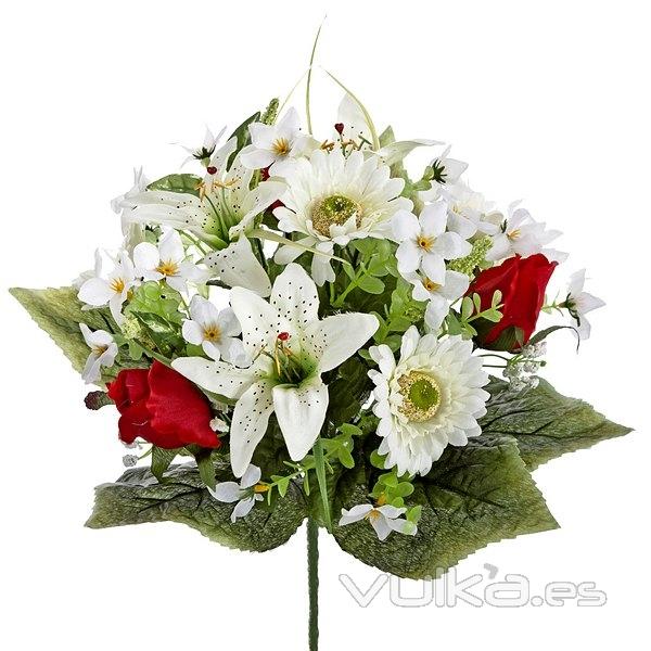 Bouquet flores artificiales gerberas liliums y rosas rojas 35 en lallimona.com