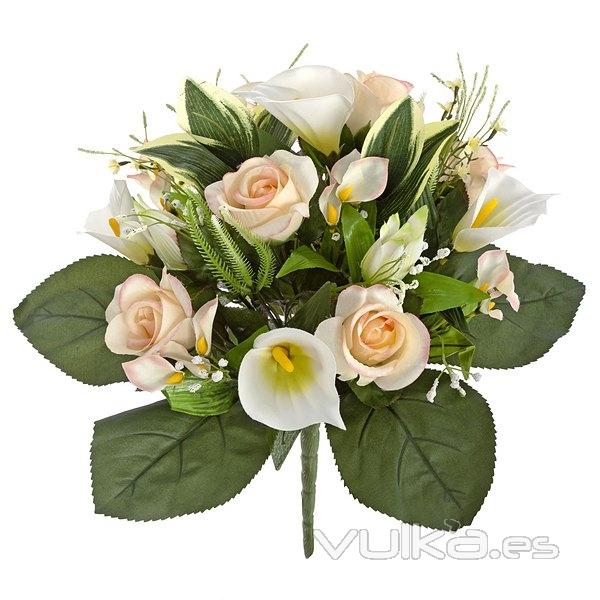 Bouquet flores artificiales calas liliums y rosas 40 en lallimona.com