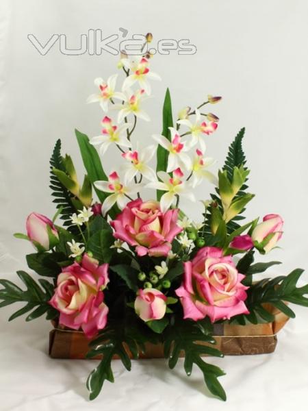 Flores todos los santos. Jardinera cementerio rosas y orquideas artificiales oasisdecor.com