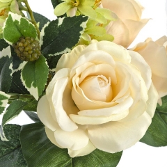 Bouquet flores artificiales bayas y rosas crema 30 en lallimonacom (detalle 1)