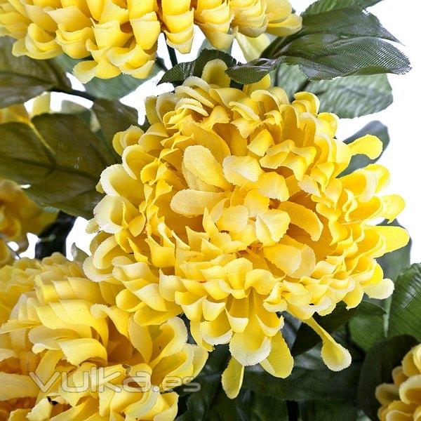 Ramo flores artificiales crisantemos amarillos 50 en lallimona.com (detalle 2)