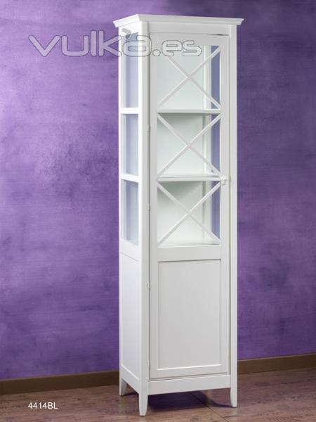 Mueble con vitrina de 1 puerta, color blanco.