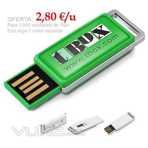 Memoria USB de plástico con logo 1 color incluido en precio. Ref: USBPZX21 