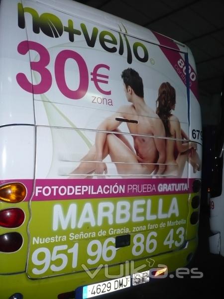 PRODUCCIÓN Y FIJACIÓN AUTOBUS URBANO DE MARBELLA NO+VELLO