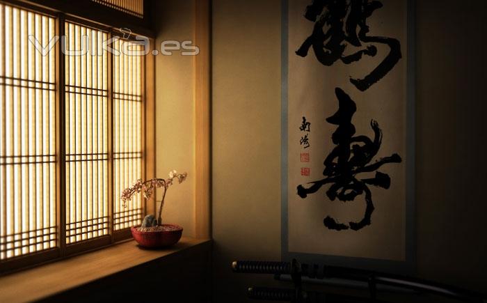 Infografa interior de una casa japonesa