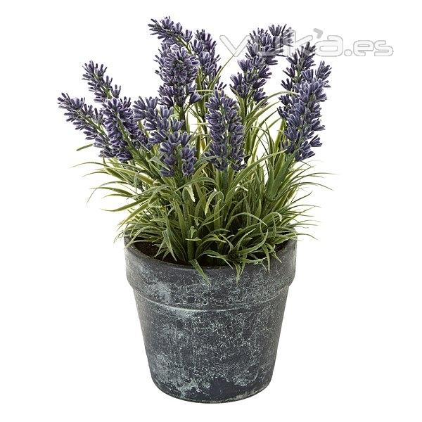 Plantas artificiales. Planta artificial flores lavanda con maceta antracita 24 en lallimona.com