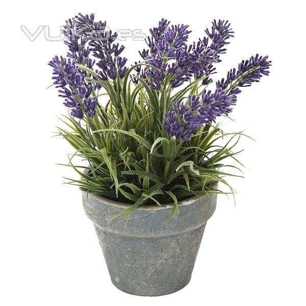 Plantas artificiales. Planta artificial flores lavanda con maceta gris 20 en lallimona.com