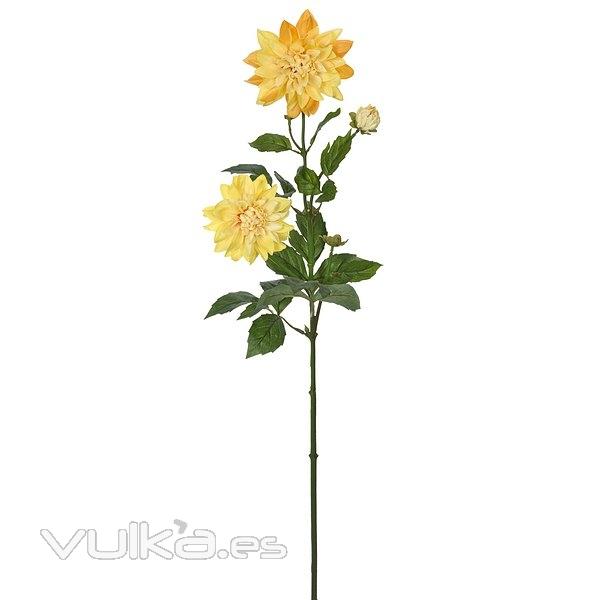Flores artificiales. Rama con dalias artificiales amarillas 85 en lallimona.com