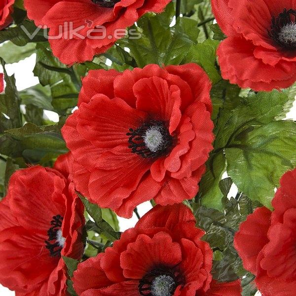 Todos los Santos. Ramo artificial de flores anemonas rojas en lallimona.com (detalle 1)