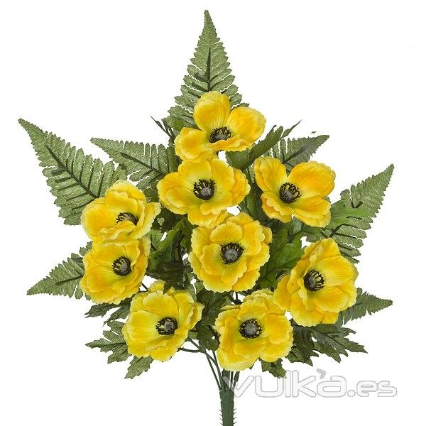 Todos los Santos. Ramo artificial de flores anemonas amarillas en lallimona.com