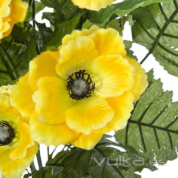 Todos los Santos. Ramo artificial de flores anemonas amarillas en lallimona.com (detalle 2)