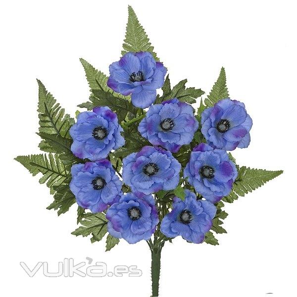 Todos los Santos. Ramo artificial de flores anemonas azules en lallimona.com