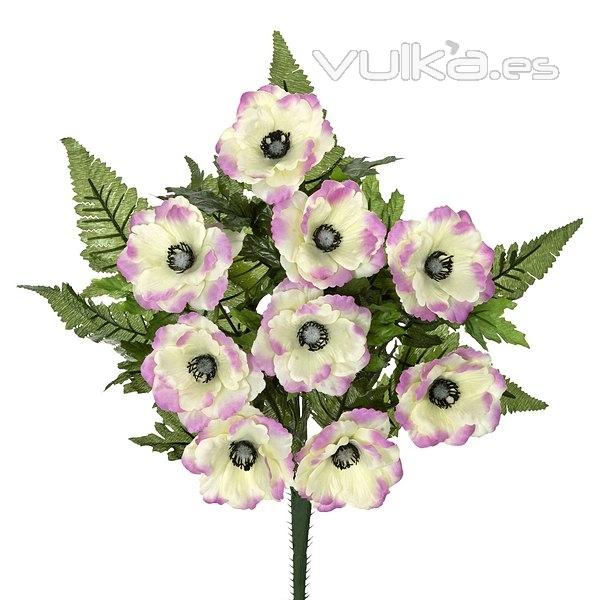 Todos los Santos. Ramo artificial de flores anemonas malvas en lallimona.com