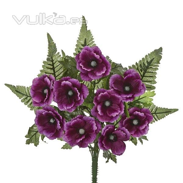Todos los Santos. Ramo artificial de flores anemonas violetas en lallimona.com