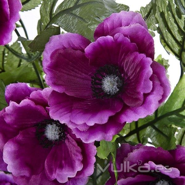 Todos los Santos. Ramo artificial de flores anemonas violetas en lallimona.com (detalle 2)