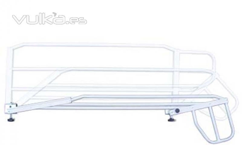 Barandilla de cama plegable con acoplamientos que permiten su uso en cualquier tipo de cama