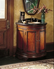 Mueble para bano con encimera de marmol y lavabo de bronze