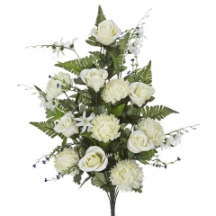Todos los santos. ramo artificial flores rosas blancas y crisantemos 65 en lallimona.com