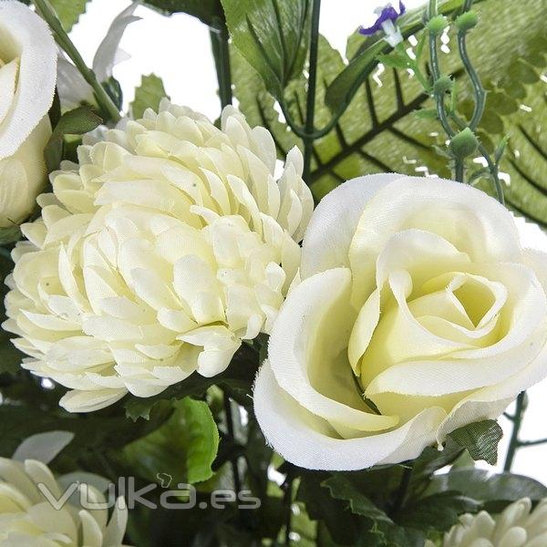 Todos los Santos. Ramo artificial flores rosas blancas y crisantemos 65 en lallimona.com (detalle 1)