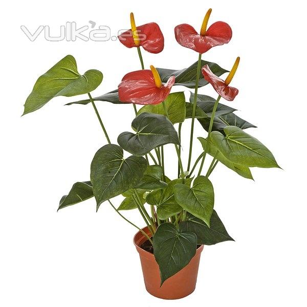 Plantas artificiales con flores. Planta artificial anthur en lallimona.com