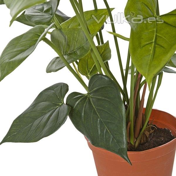 Plantas artificiales con flores. Planta artificial anthurium rojo con maceta en lallimona.com (2)