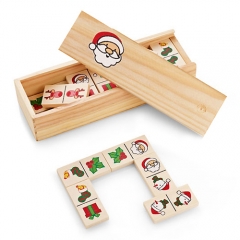 Domino de madera ilustrado con motivos navidenos ref mbznv23
